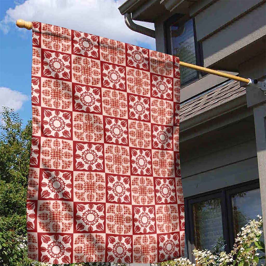 Ulaula Palaka Quilt Hawaii Garden Flag Hawaiian Tropical Monstera Sea Turtle LT14 - Polynesian Pride