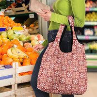 Ulaula Palaka Quilt Hawaii Grocery Bag Hawaiian Tropical Monstera Sea Turtle
