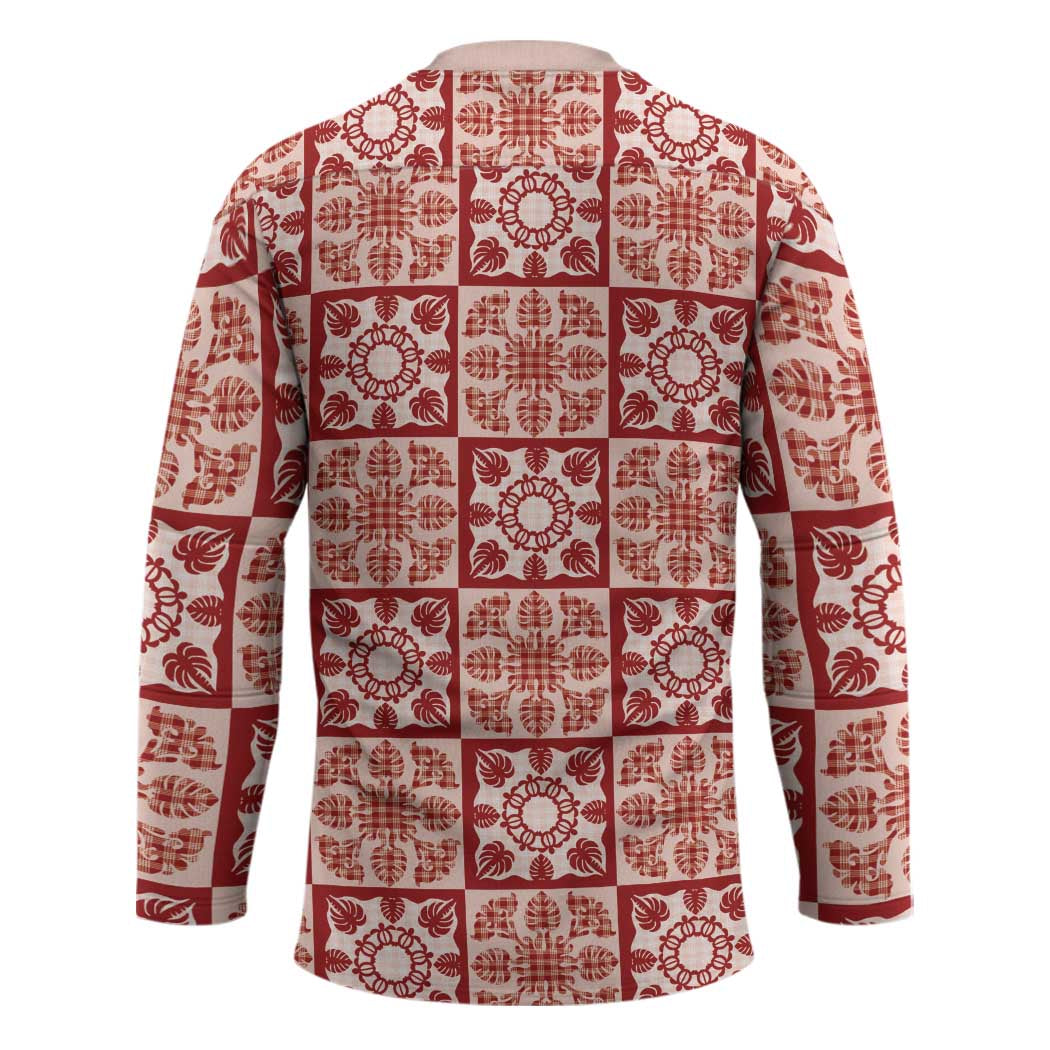 Ulaula Palaka Quilt Hawaii Hockey Jersey Hawaiian Tropical Monstera Sea Turtle LT14 - Polynesian Pride