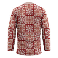 Ulaula Palaka Quilt Hawaii Hockey Jersey Hawaiian Tropical Monstera Sea Turtle LT14 - Polynesian Pride