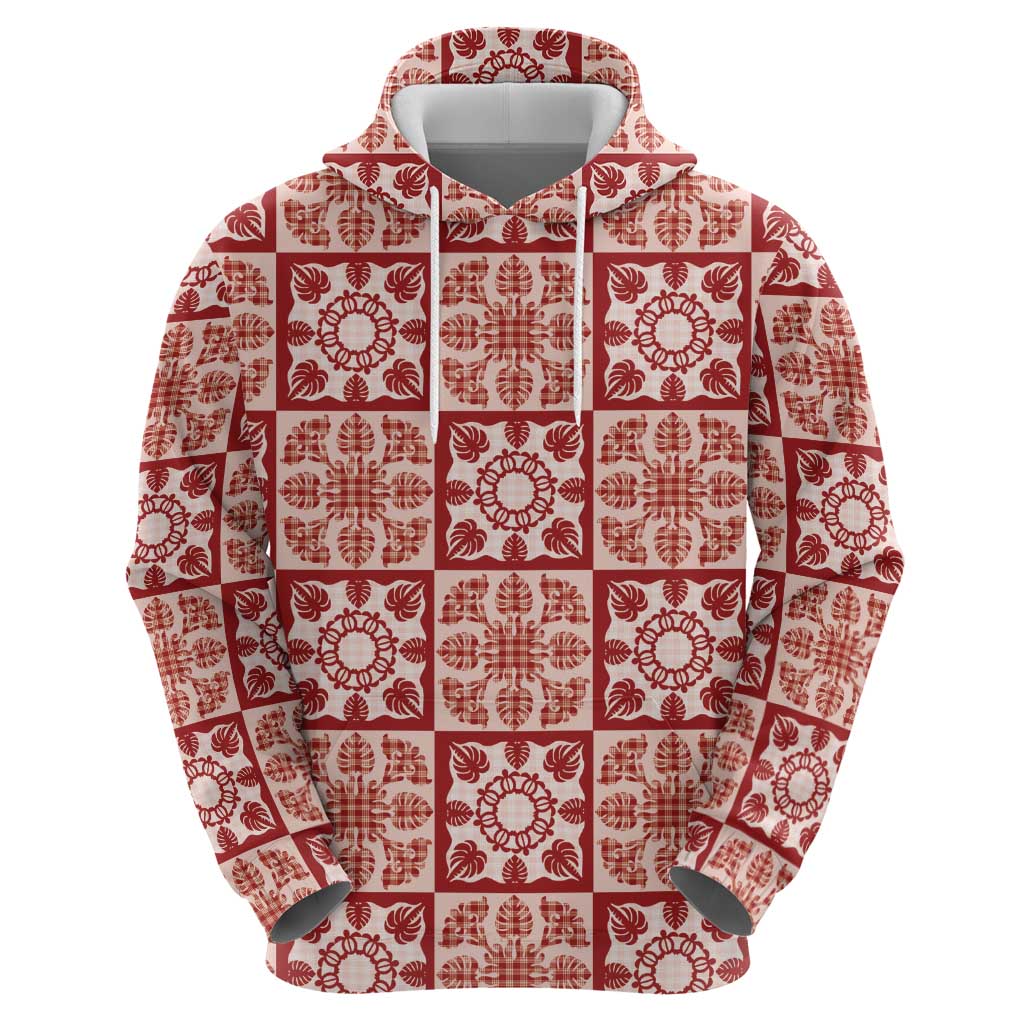 Ulaula Palaka Quilt Hawaii Hoodie Hawaiian Tropical Monstera Sea Turtle LT14 - Polynesian Pride