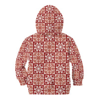Ulaula Palaka Quilt Hawaii Kid Hoodie Hawaiian Tropical Monstera Sea Turtle LT14 - Polynesian Pride