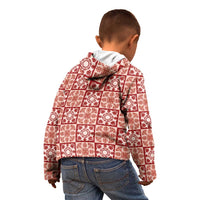 Ulaula Palaka Quilt Hawaii Kid Hoodie Hawaiian Tropical Monstera Sea Turtle LT14 - Polynesian Pride