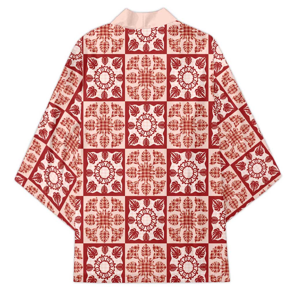 Ulaula Palaka Quilt Hawaii Kimono Hawaiian Tropical Monstera Sea Turtle LT14 - Polynesian Pride