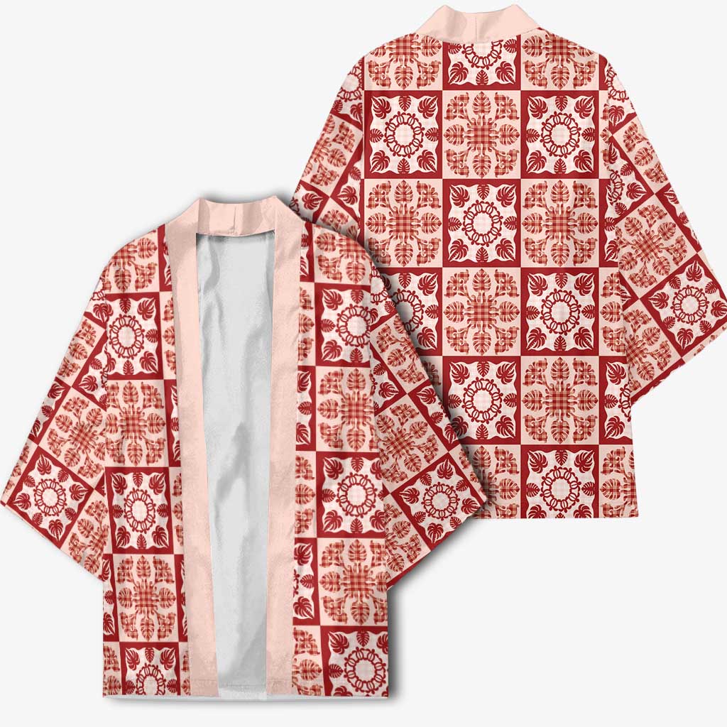 Ulaula Palaka Quilt Hawaii Kimono Hawaiian Tropical Monstera Sea Turtle LT14 - Polynesian Pride