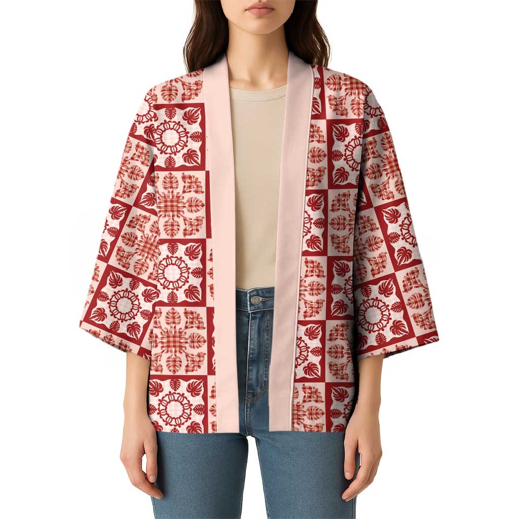 Ulaula Palaka Quilt Hawaii Kimono Hawaiian Tropical Monstera Sea Turtle LT14 - Polynesian Pride