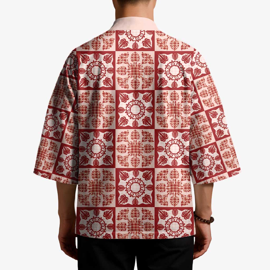 Ulaula Palaka Quilt Hawaii Kimono Hawaiian Tropical Monstera Sea Turtle LT14 - Polynesian Pride