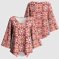 Ulaula Palaka Quilt Hawaii Kimono Sleeve Blouse Hawaiian Tropical Monstera Sea Turtle LT14 - Polynesian Pride