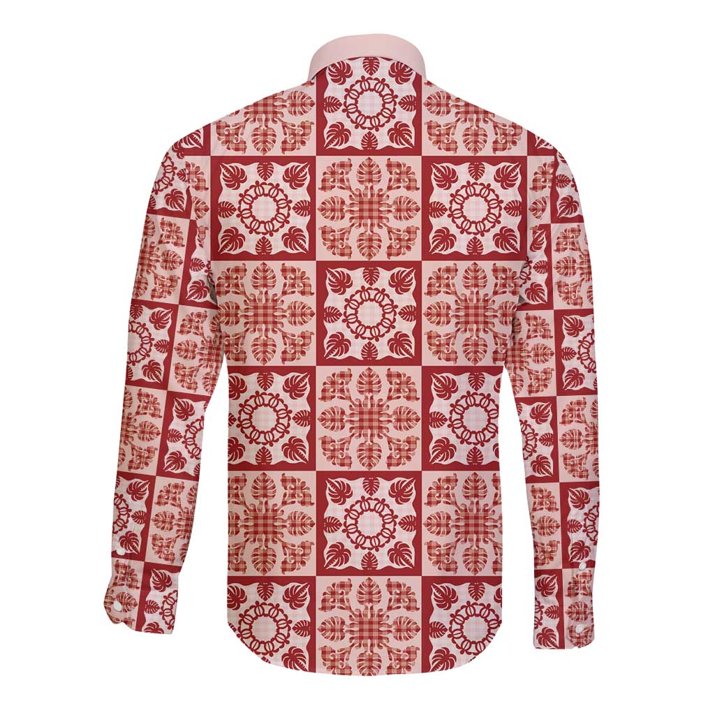 Ulaula Palaka Quilt Hawaii Long Sleeve Button Shirt Hawaiian Tropical Monstera Sea Turtle LT14 - Polynesian Pride