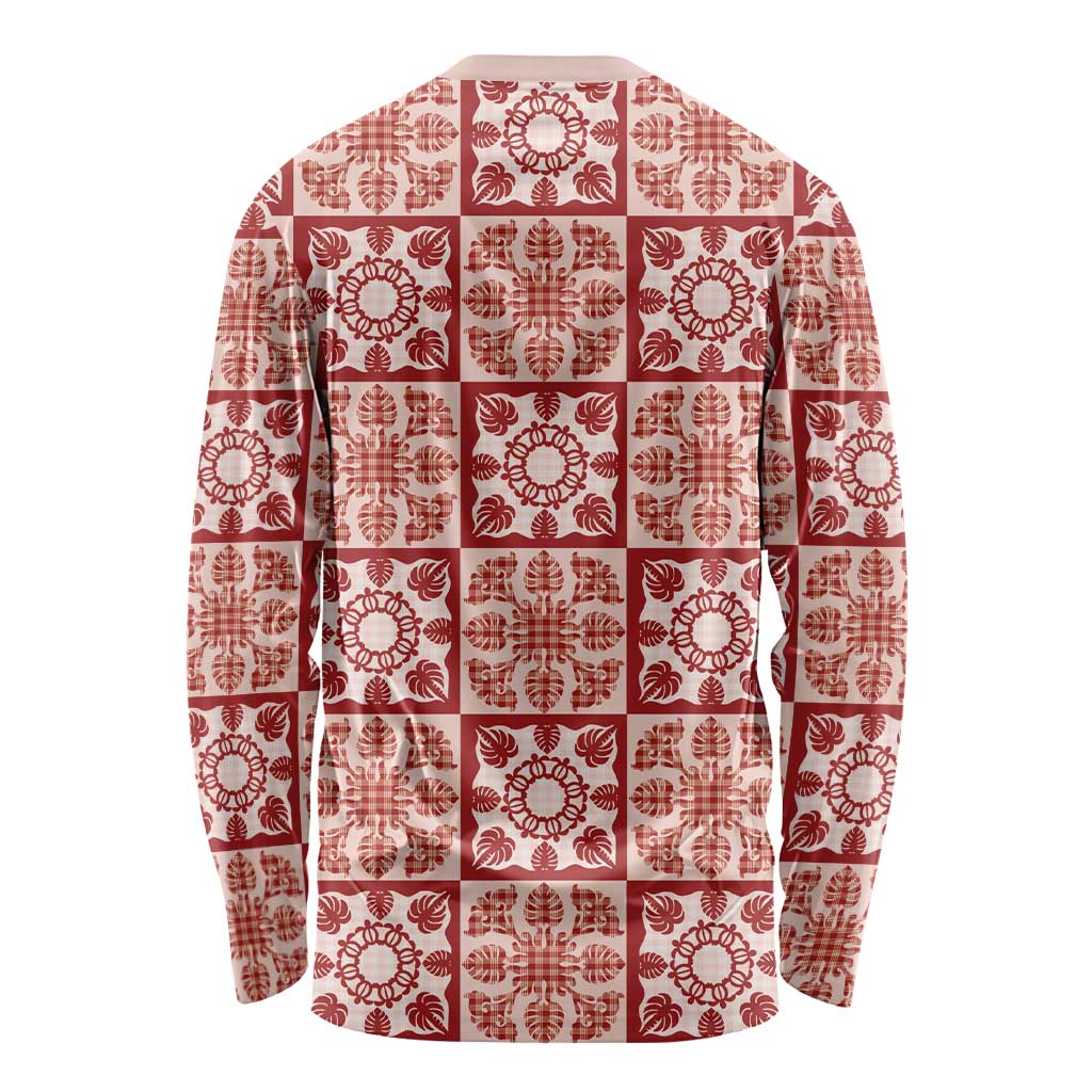 Ulaula Palaka Quilt Hawaii Long Sleeve Shirt Hawaiian Tropical Monstera Sea Turtle LT14 - Polynesian Pride