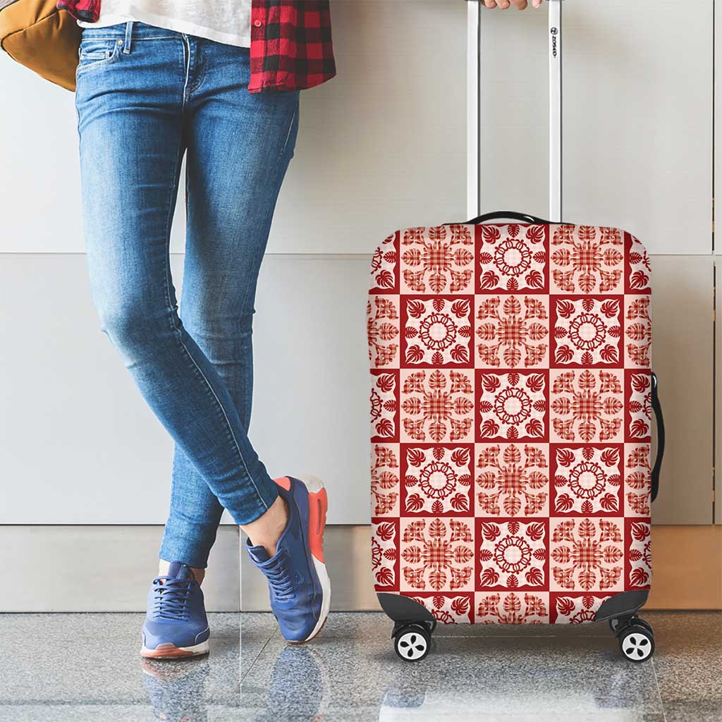 Ulaula Palaka Quilt Hawaii Luggage Cover Hawaiian Tropical Monstera Sea Turtle