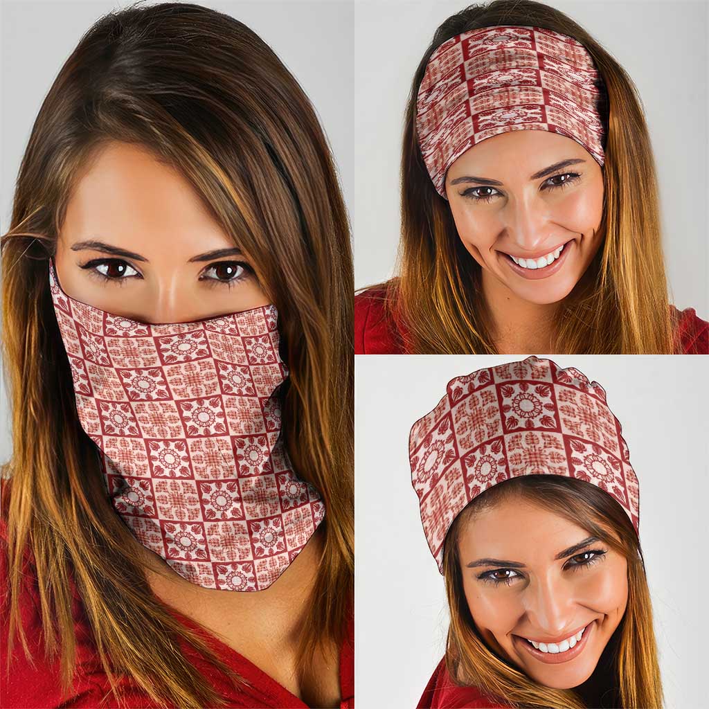 Ulaula Palaka Quilt Hawaii Neck Gaiter Hawaiian Tropical Monstera Sea Turtle LT14 - Polynesian Pride