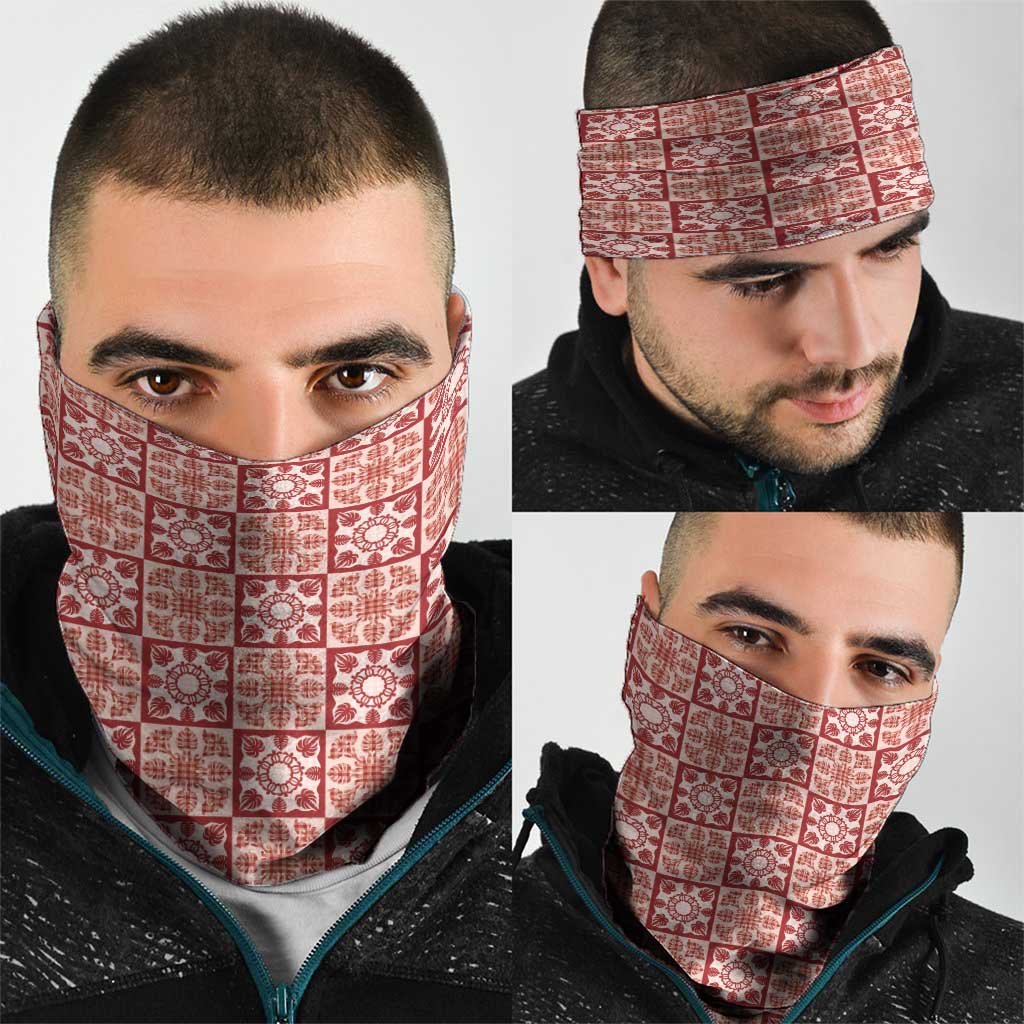 Ulaula Palaka Quilt Hawaii Neck Gaiter Hawaiian Tropical Monstera Sea Turtle LT14 - Polynesian Pride