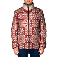 Ulaula Palaka Quilt Hawaii Padded Jacket Hawaiian Tropical Monstera Sea Turtle LT14 Men Red - Polynesian Pride