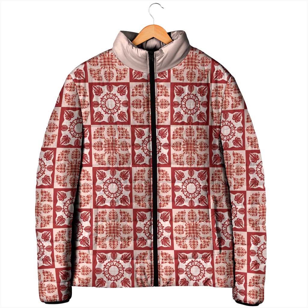 Ulaula Palaka Quilt Hawaii Padded Jacket Hawaiian Tropical Monstera Sea Turtle LT14 - Polynesian Pride