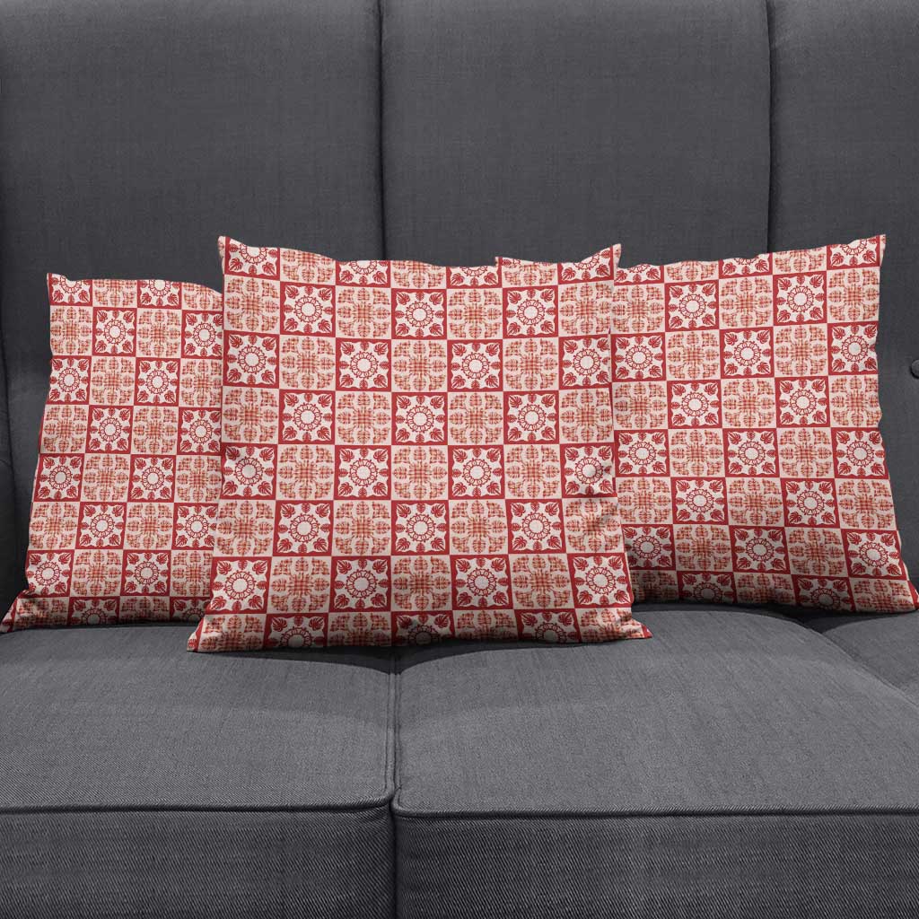 Ulaula Palaka Quilt Hawaii Pillow Cover Hawaiian Tropical Monstera Sea Turtle LT14 - Polynesian Pride