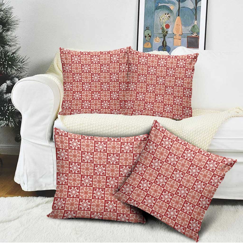 Ulaula Palaka Quilt Hawaii Pillow Cover Hawaiian Tropical Monstera Sea Turtle LT14 - Polynesian Pride