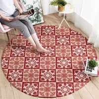 Ulaula Palaka Quilt Hawaii Round Carpet Hawaiian Tropical Monstera Sea Turtle LT14 - Polynesian Pride