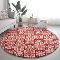 Ulaula Palaka Quilt Hawaii Round Carpet Hawaiian Tropical Monstera Sea Turtle LT14 - Polynesian Pride