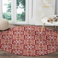 Ulaula Palaka Quilt Hawaii Round Carpet Hawaiian Tropical Monstera Sea Turtle LT14 - Polynesian Pride