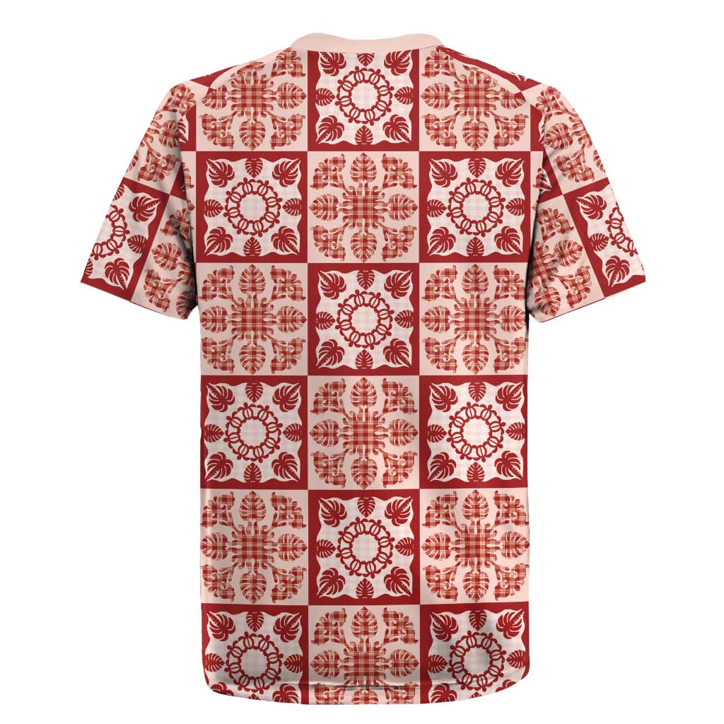 Ulaula Palaka Quilt Hawaii Rugby Jersey Hawaiian Tropical Monstera Sea Turtle LT14 - Polynesian Pride