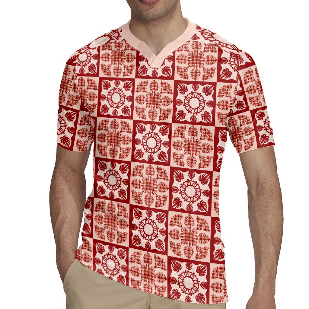 Ulaula Palaka Quilt Hawaii Rugby Jersey Hawaiian Tropical Monstera Sea Turtle LT14 - Polynesian Pride