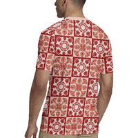 Ulaula Palaka Quilt Hawaii Rugby Jersey Hawaiian Tropical Monstera Sea Turtle LT14 - Polynesian Pride