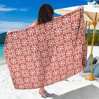 Ulaula Palaka Quilt Hawaii Sarong Hawaiian Tropical Monstera Sea Turtle LT14 One Size 44 x 66 inches Red - Polynesian Pride
