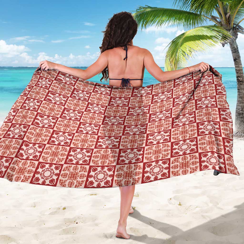 Ulaula Palaka Quilt Hawaii Sarong Hawaiian Tropical Monstera Sea Turtle LT14 - Polynesian Pride
