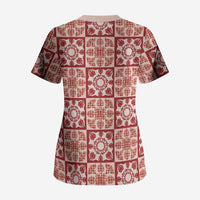 Ulaula Palaka Quilt Hawaii Scrub Top Hawaiian Tropical Monstera Sea Turtle