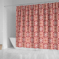 Ulaula Palaka Quilt Hawaii Shower Curtain Hawaiian Tropical Monstera Sea Turtle LT14 - Polynesian Pride