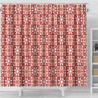 Ulaula Palaka Quilt Hawaii Shower Curtain Hawaiian Tropical Monstera Sea Turtle LT14 - Polynesian Pride