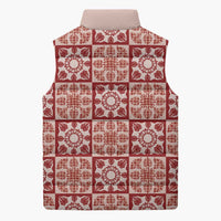 Ulaula Palaka Quilt Hawaii Sleeveless Puffer Jacket Hawaiian Tropical Monstera Sea Turtle LT14 - Polynesian Pride
