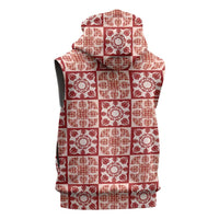 Ulaula Palaka Quilt Hawaii Sleeveless Zip Hoodie Hawaiian Tropical Monstera Sea Turtle LT14 - Polynesian Pride