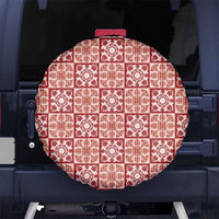 Ulaula Palaka Quilt Hawaii Spare Tire Cover Hawaiian Tropical Monstera Sea Turtle LT14 No hole Red - Polynesian Pride
