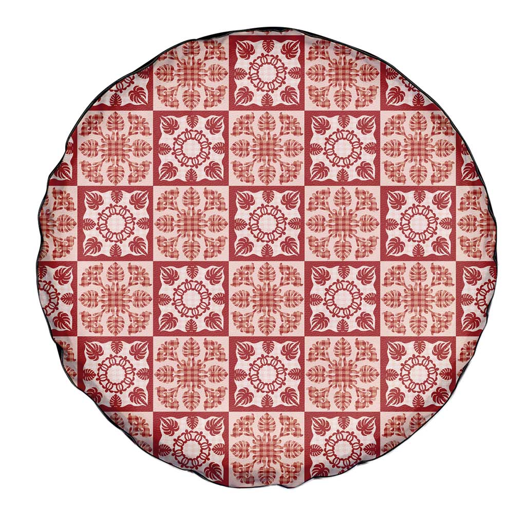 Ulaula Palaka Quilt Hawaii Spare Tire Cover Hawaiian Tropical Monstera Sea Turtle LT14 - Polynesian Pride