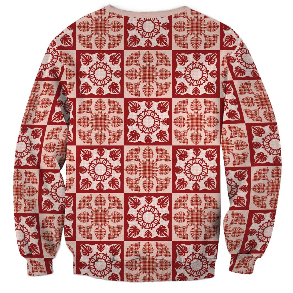 Ulaula Palaka Quilt Hawaii Sweatshirt Hawaiian Tropical Monstera Sea Turtle LT14 - Polynesian Pride