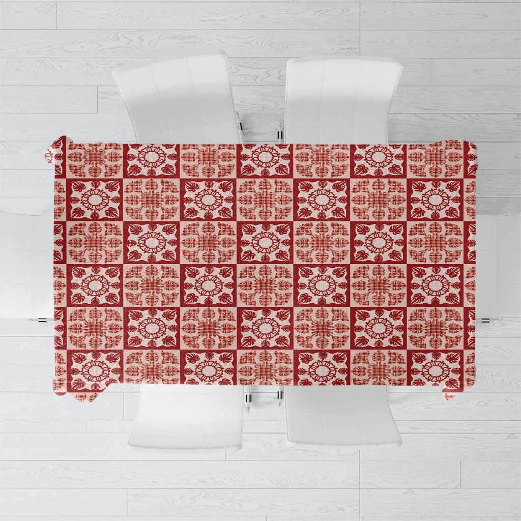 Ulaula Palaka Quilt Hawaii Tablecloth Hawaiian Tropical Monstera Sea Turtle LT14 Red - Polynesian Pride