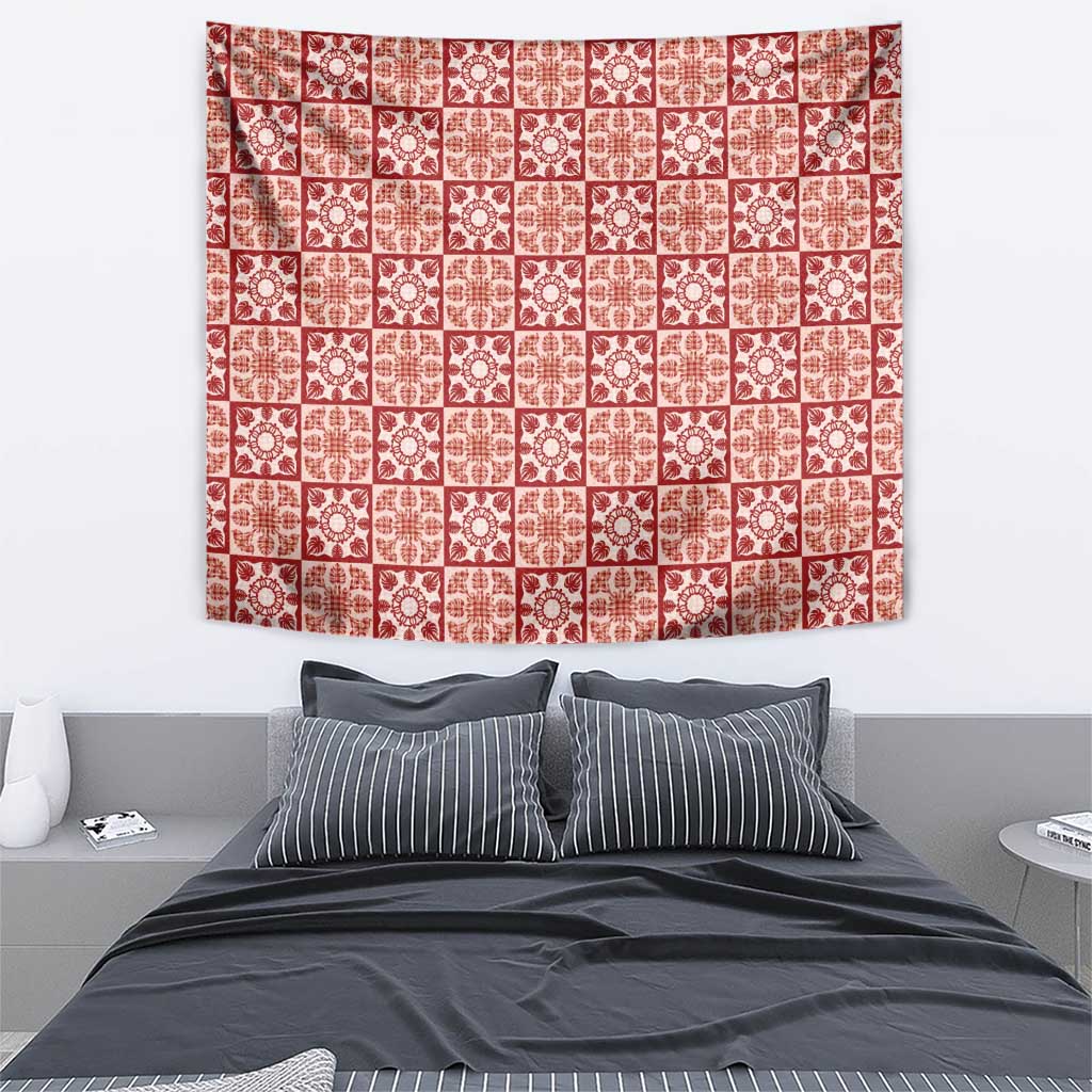 Ulaula Palaka Quilt Hawaii Tapestry Hawaiian Tropical Monstera Sea Turtle LT14 - Polynesian Pride