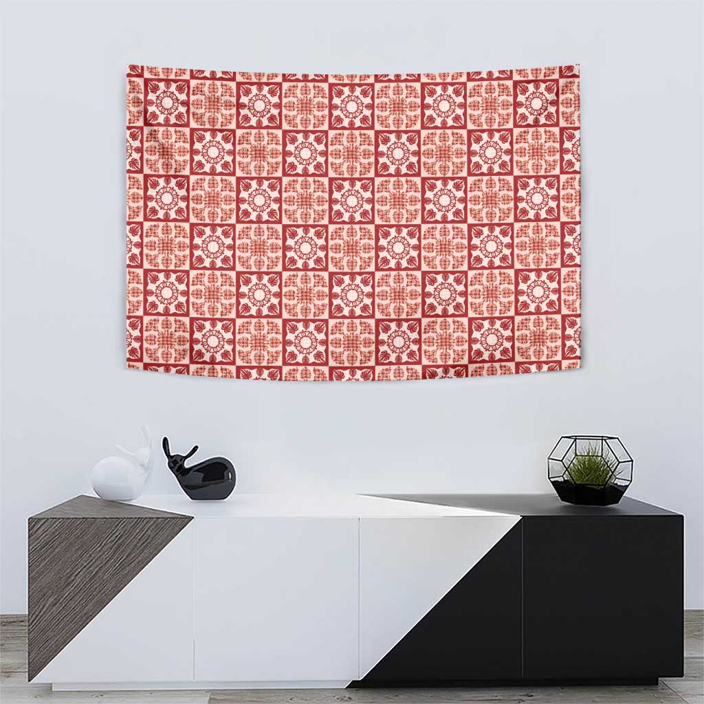 Ulaula Palaka Quilt Hawaii Tapestry Hawaiian Tropical Monstera Sea Turtle LT14 - Polynesian Pride