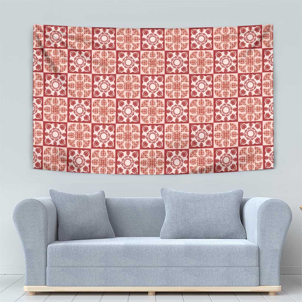 Ulaula Palaka Quilt Hawaii Tapestry Hawaiian Tropical Monstera Sea Turtle LT14 - Polynesian Pride