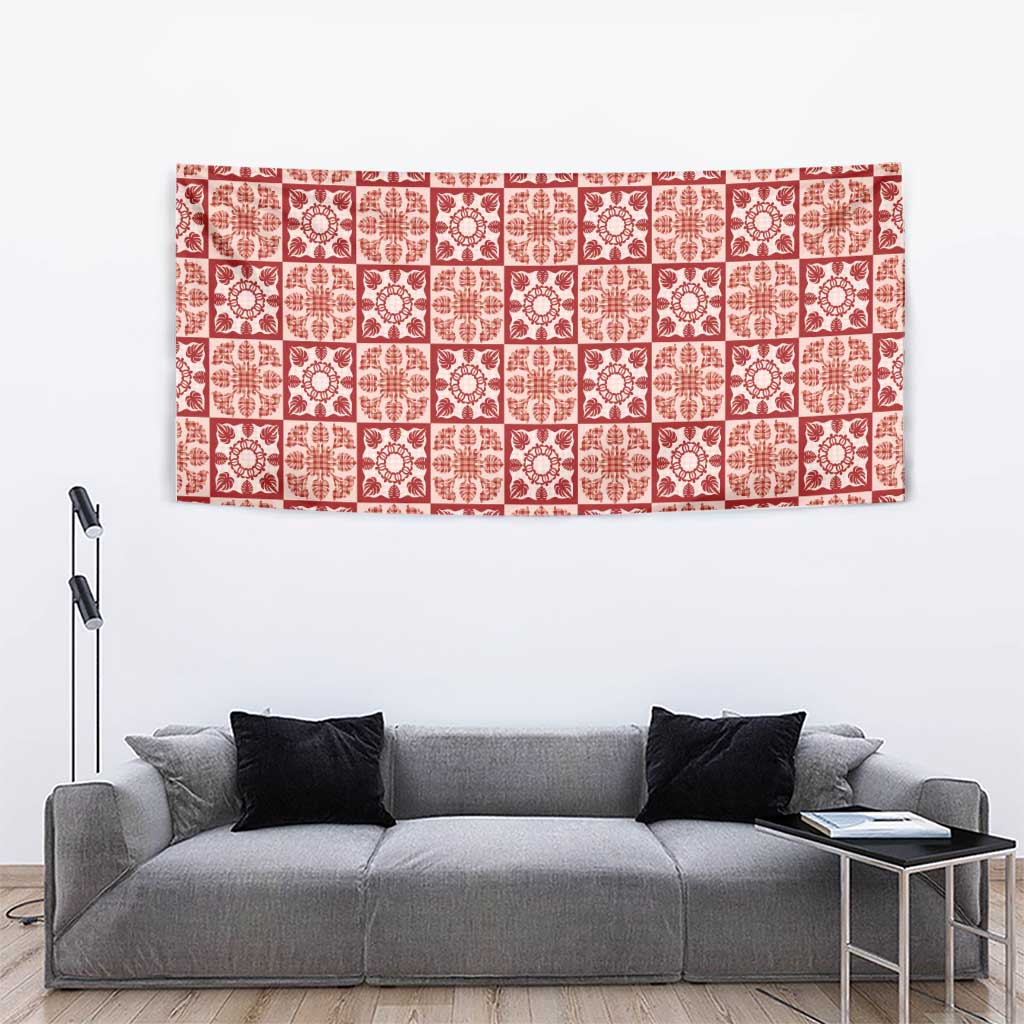Ulaula Palaka Quilt Hawaii Tapestry Hawaiian Tropical Monstera Sea Turtle LT14 - Polynesian Pride