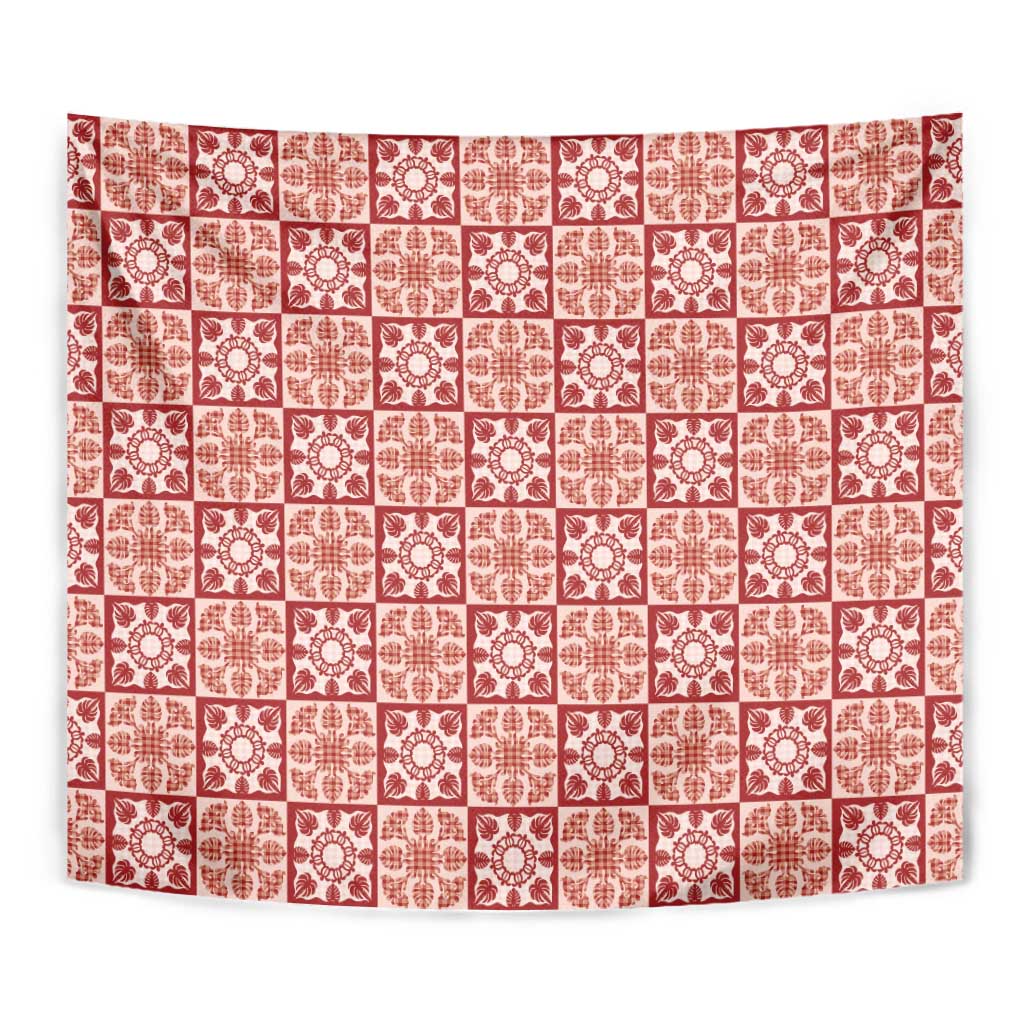 Ulaula Palaka Quilt Hawaii Tapestry Hawaiian Tropical Monstera Sea Turtle LT14 - Polynesian Pride