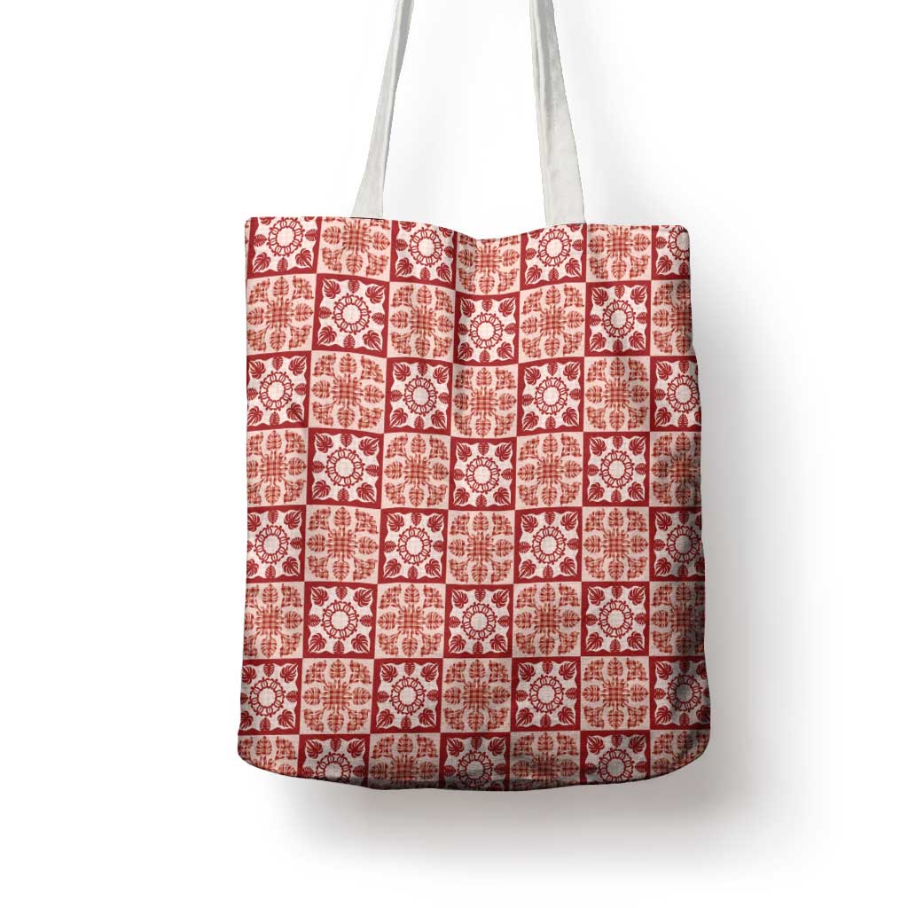 Ulaula Palaka Quilt Hawaii Tote Bag Hawaiian Tropical Monstera Sea Turtle LT14 - Polynesian Pride