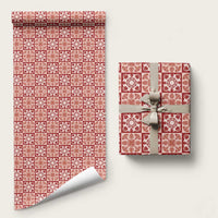 Ulaula Palaka Quilt Hawaii Wrapping Paper Hawaiian Tropical Monstera Sea Turtle LT14 58" × 23" Red - Polynesian Pride