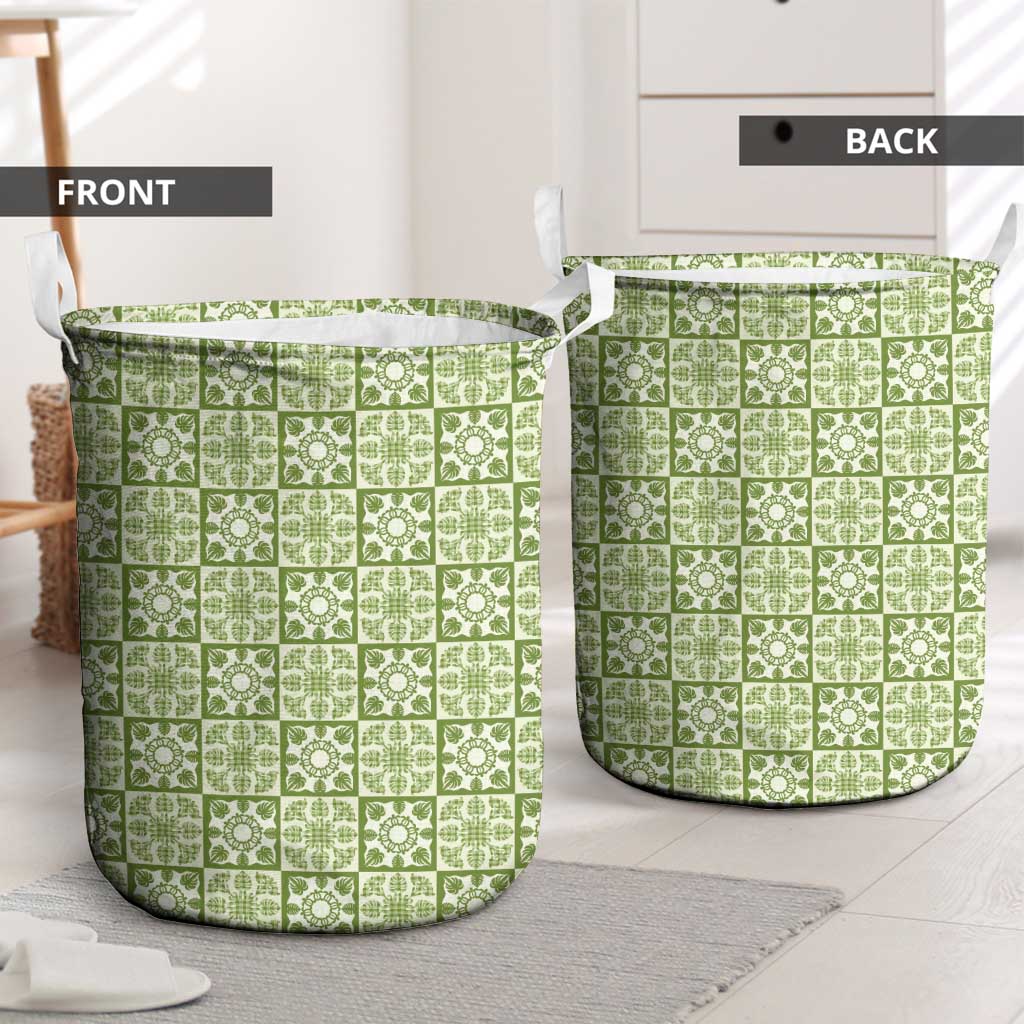Omaomao Palaka Quilt Hawaii Laundry Basket Hawaiian Tropical Monstera Sea Turtle LT14 - Polynesian Pride
