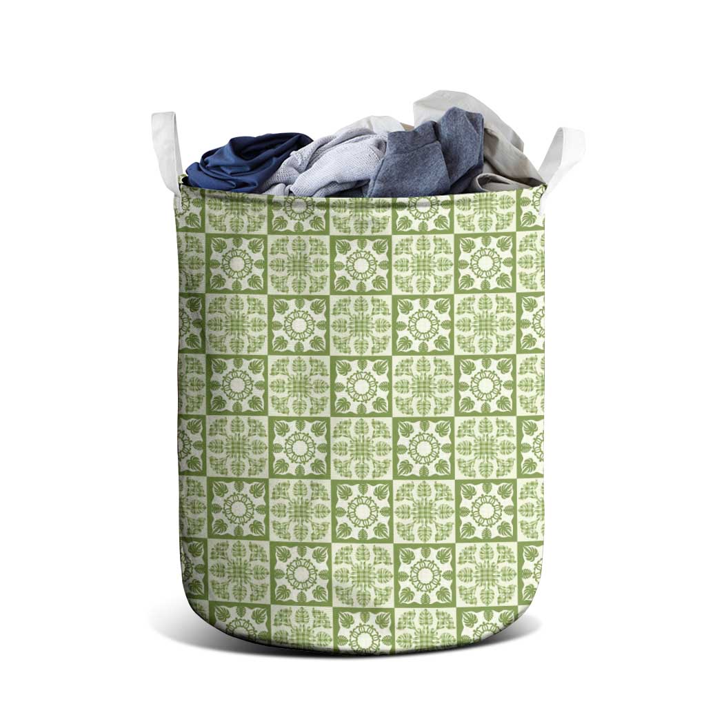 Omaomao Palaka Quilt Hawaii Laundry Basket Hawaiian Tropical Monstera Sea Turtle LT14 - Polynesian Pride