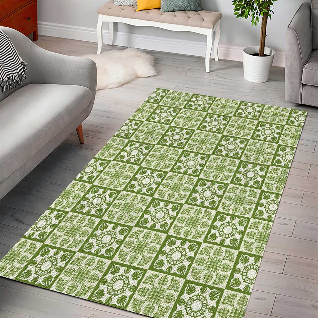 Omaomao Palaka Quilt Hawaii Area Rug Hawaiian Tropical Monstera Sea Turtle LT14 - Polynesian Pride