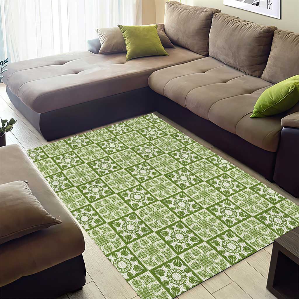 Omaomao Palaka Quilt Hawaii Area Rug Hawaiian Tropical Monstera Sea Turtle LT14 - Polynesian Pride
