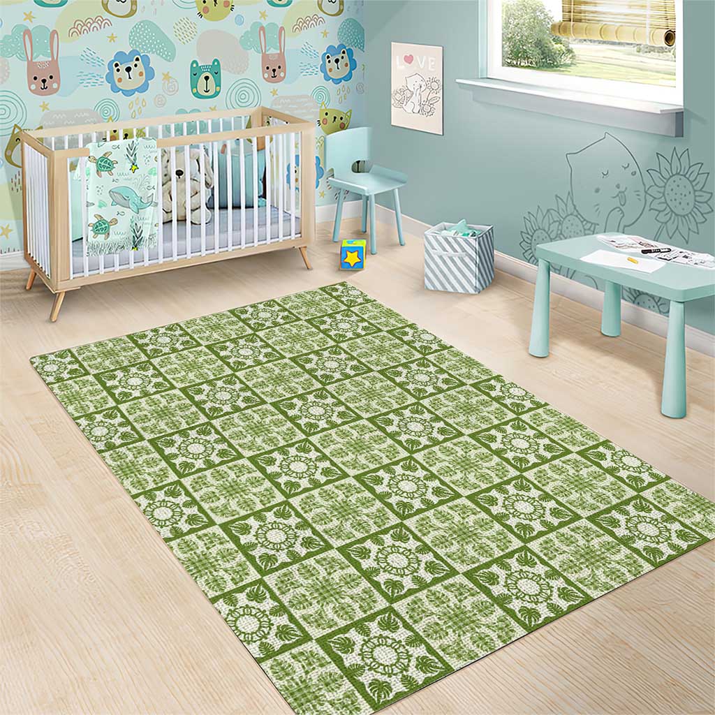 Omaomao Palaka Quilt Hawaii Area Rug Hawaiian Tropical Monstera Sea Turtle LT14 - Polynesian Pride